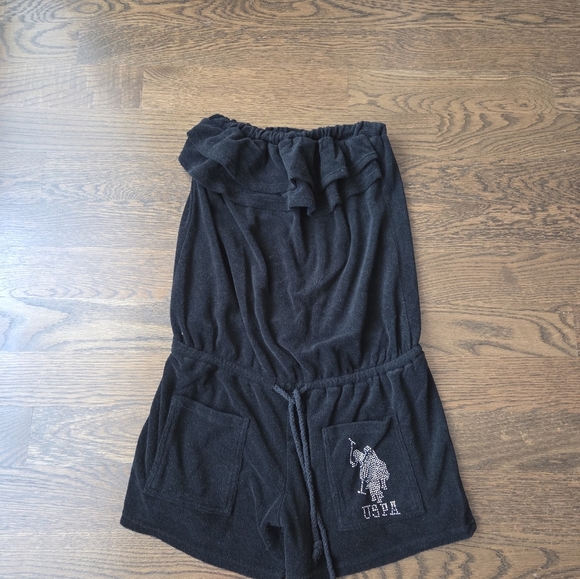 USPA Black Towel Romper Sz.L - Picture 1 of 7